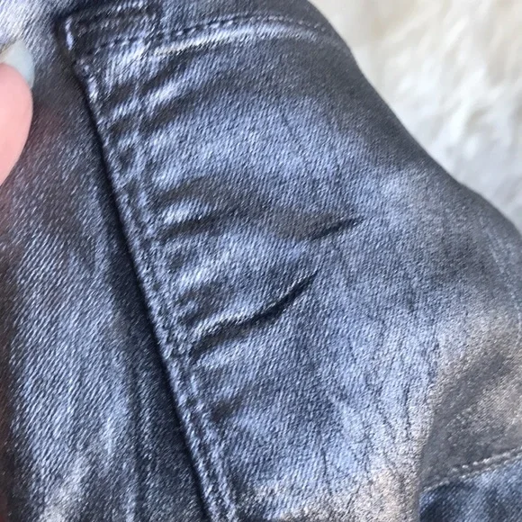 J Brand stretchy silver crackled paint pants 25 - Picture 7 of 9